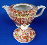 English Teapot Brown Paisley Chintz Tea Pot 1930s Vintage Art Deco Shape TLC