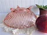 Pink Glass Footed Bowl 1940s Large Anchor Hocking Prismatic Swirl Depression Glass