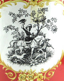 English Tea Tin 1930s Red Hawking Scenes 18th Century Dress Tea Caddy