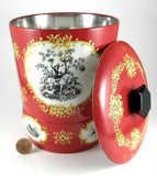 English Tea Tin 1930s Red Hawking Scenes 18th Century Dress Tea Caddy