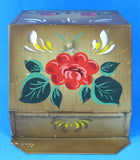Folk Art Hand Painted 1930s Tole Tea Tin Tea Bin Tin Canister Tin Kitchenalia Storage Tin
