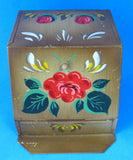 Folk Art Hand Painted 1930s Tole Tea Tin Tea Bin Tin Canister Tin Kitchenalia Storage Tin