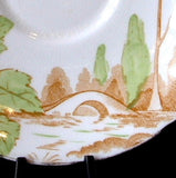 Saucer Art Deco Plate England Landscape Bridge 1930s Enamel Accents Wellington