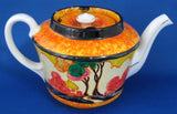 Teapot Art Deco Cottage Artist Signed 1932 Orange Trees Hand Painted TLC