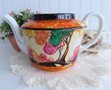 Teapot Art Deco Cottage Artist Signed 1932 Orange Trees Hand Painted TLC