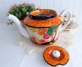 Teapot Art Deco Cottage Artist Signed 1932 Orange Trees Hand Painted TLC