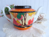 Teapot Art Deco Cottage Artist Signed 1932 Orange Trees Hand Painted TLC