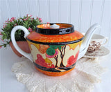 Teapot Art Deco Cottage Artist Signed 1932 Orange Trees Hand Painted TLC