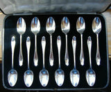 English Sterling Silver Teaspoons Boxed Set of 12 Art Deco James Dixon Sheffield 1934