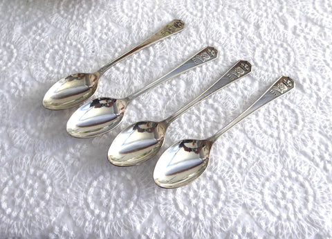 George VI 1937 Coronation Silver Tea Spoons Set Of 4 Coffee Spoons