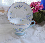 Shelley Blue Rock Cup And Saucer Henley Shape 1950s Scroll Border