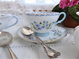 Shelley Blue Rock Cup And Saucer Henley Shape 1950s Scroll Border