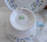 Shelley Blue Rock Cup And Saucer Henley Shape 1950s Scroll Border