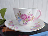Shelley Pink Floral Dainty Shape Cup and Saucer English Bone China Pink Gold Trim
