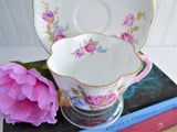 Shelley Pink Floral Dainty Shape Cup and Saucer English Bone China Pink Gold Trim