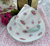 Shelley Teacup And Saucer Rosebud Dainty Shape blue Trim Bone China