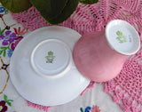 Aynsley Pink Corset Cup And Saucer Platinum Leaves 1940s Bone China Tea Party