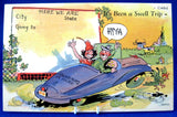 Motoring Comics Postcard 1940s Curt Teich Ephemera Been A Swell Trip Linen Divided