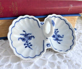 Vintage Czech Porcelain Double Open Salt Blue Onion 1940s Blue White