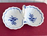 Vintage Czech Porcelain Double Open Salt Blue Onion 1940s Blue White