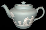 Dudson England Teapot Sage Green Jasperware Classical Motif 1940s Afternoon Tea