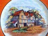 Orange Border Vintage English Pub Cake Plate Floral 1940s Sandwich Server