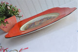 Orange Border Vintage English Pub Cake Plate Floral 1940s Sandwich Server