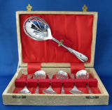 Boxed Dessert Spoon Set Of 7 Berry Trifle Set England 1940s Trifle Set Stainless