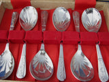 Boxed Dessert Spoon Set Of 7 Berry Trifle Set England 1940s Trifle Set Stainless