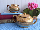 Cream And Sugar Gibsons Blue Peach Gold Vintage 1940s English Pottery
