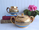 Cream And Sugar Gibsons Blue Peach Gold Vintage 1940s English Pottery