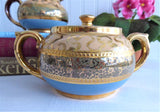 Cream And Sugar Gibsons Blue Peach Gold Vintage 1940s English Pottery
