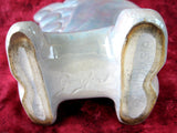Art Pottery Vase Gonder Scroll Flat Wave Iridescent Aqua Pink 1940s Retro