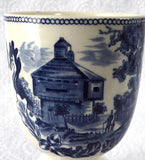 Historic America Blue Transferware Eggcup Johnson Brothers Double Vintage 1940s Ironstone