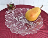 Indiana Glass Wild Rose Divided Relish Bowl Plate 2 Part 1940s Vintage Serving Tea Party