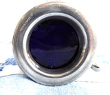 Mappin And Webb Gothic 1940s Mustard Jam Cobalt Blue Ceramic Liner Silver Plated Cruet