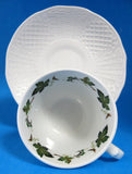 Cup And Saucer Basketweave With Grape Leaves Marlborough Pattern 1940s England