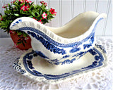 Blue Transferware Gravy Boat Masons Manchu Ironstone 1940s English Transferware