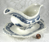 Blue Transferware Gravy Boat Masons Manchu Ironstone 1940s English Transferware
