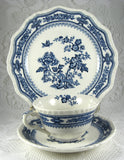 Blue Transferware Masons Manchu Cup And Saucer With Plate 1940s