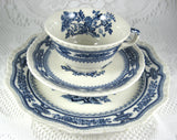 Blue Transferware Masons Manchu Cup And Saucer With Plate 1940s