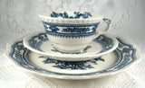 Blue Transferware Masons Manchu Cup And Saucer With Plate 1940s