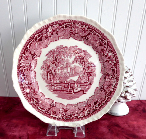 Vintage Mason's Vista Red Transferware Dinner Plate 1950s  Ironstone Made In England