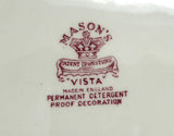 Vintage Mason's Vista Red Transferware Dinner Plate 1950s  Ironstone Made In England