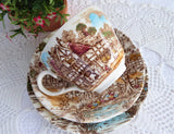 Coaching Days Breakfast Size Teacup Trio Polychrome Transferware 1940s