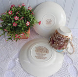 Coaching Days Breakfast Size Teacup Trio Polychrome Transferware 1940s