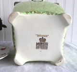 English Brama Gold Green Chintz Biscuit Barrel 1940s Cookie Jar Floral Midwinter