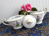 Noritake Cream and Sugar Cyclamen Lovely Vintage 1940s Pattern 5035