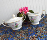 Noritake Cream and Sugar Cyclamen Lovely Vintage 1940s Pattern 5035