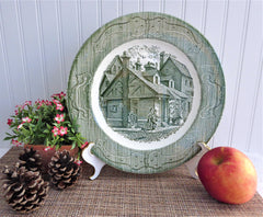 Old Curiosity Shop Green Transferware Dinner Plate 1940s Royal